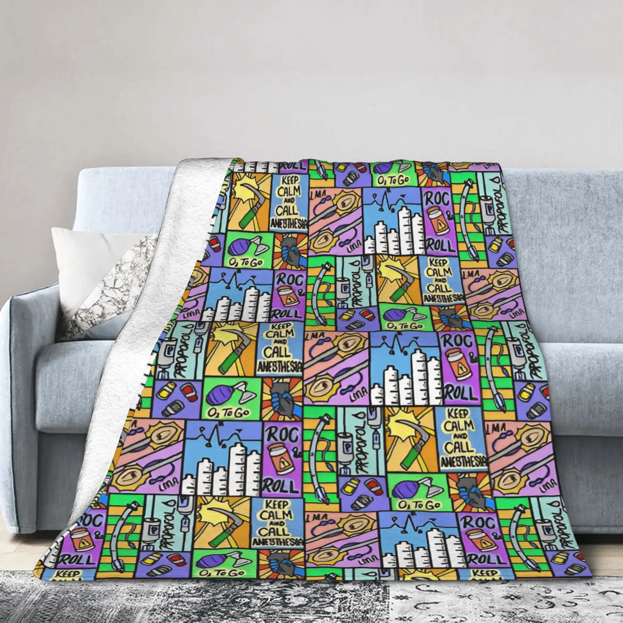 Anesthesia Anesthesiology Medical Flannel Throw Blankets Anesthetist Bedding Throws Knitted Blanket Travel Warm Multi-function