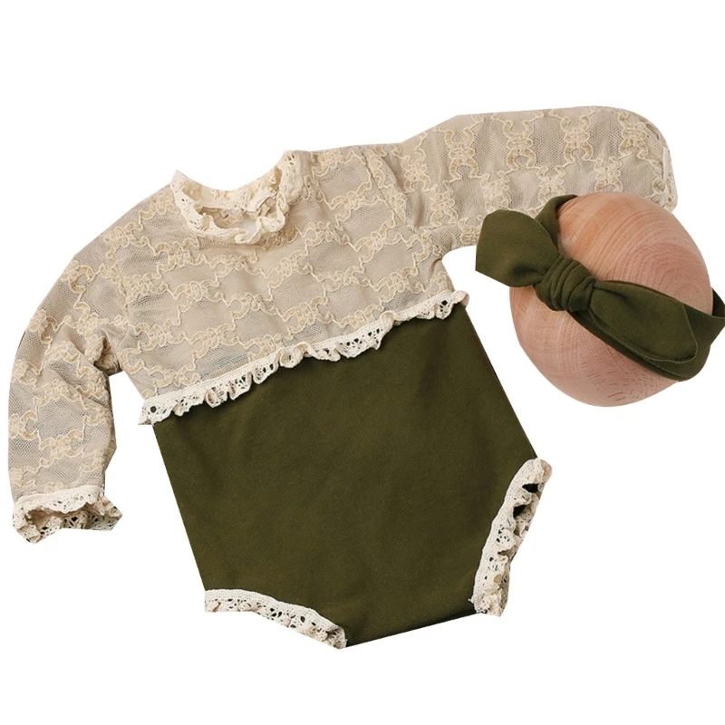 

Baby Costume Headband & Lace Coveralls Set Newborn Photo Clothes Princess Outfit New Dropship