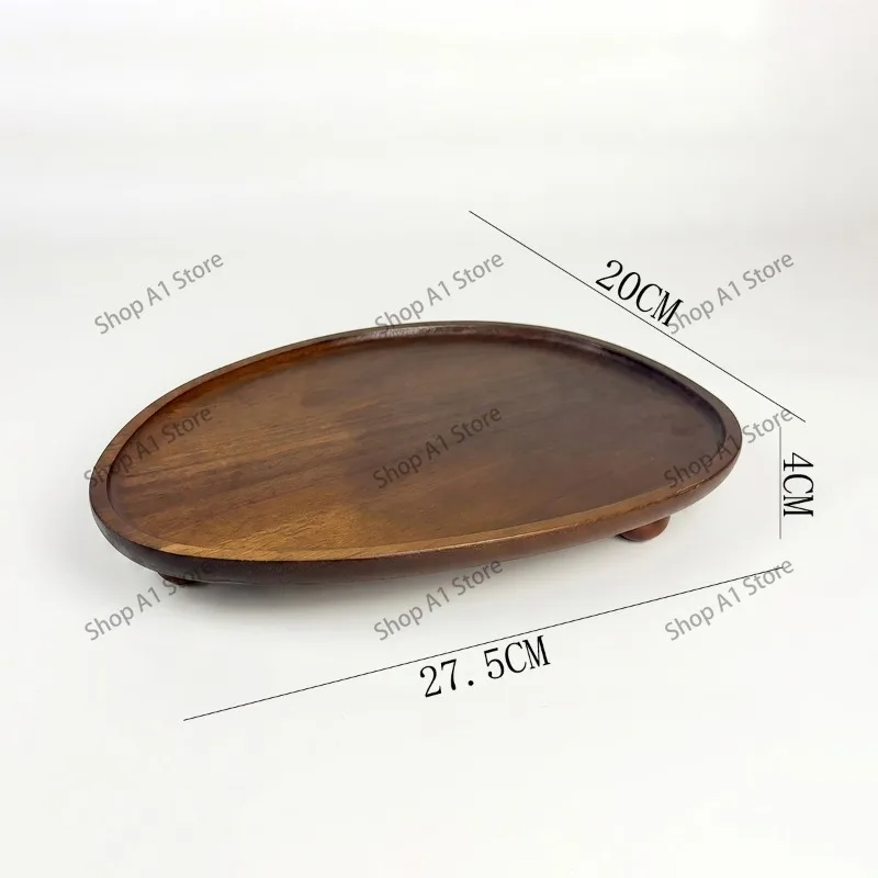 Retro solid wood jewelry plate, aromatherapy tray, entrance key, storage plate, jewelry rack, home ornament.
