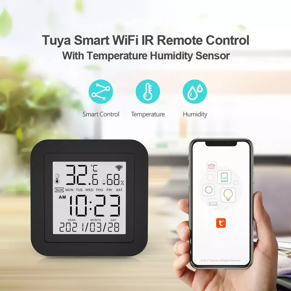 Tuya Smart WiFi Universal IR Remote Control Temperature Humidity Sensor for Air Conditioner TV AC Works with Alexa Google Yandex