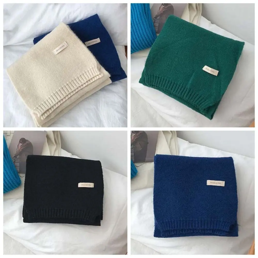Solid Color Couple Knitting Wool Scarf Cold-proof Windproof Long Thickened Neckscarf Soft Classic Winter Warmer Scarf Couple