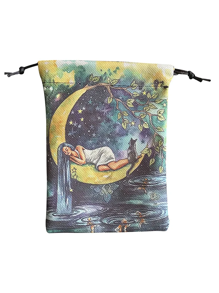 Tarot Card Storage Bag Drawstring Pocket Deck Bag For Tarot Cards Jewelry Glasses Necklaces Dice Crystals Flannel Holder Gift