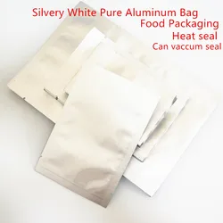 100pcs Silver White Pure Aluminum Foil Bags - Heat Sealing Purely-foil Plastic Pouch Food Grade Packaging Meat / Snacks Storage
