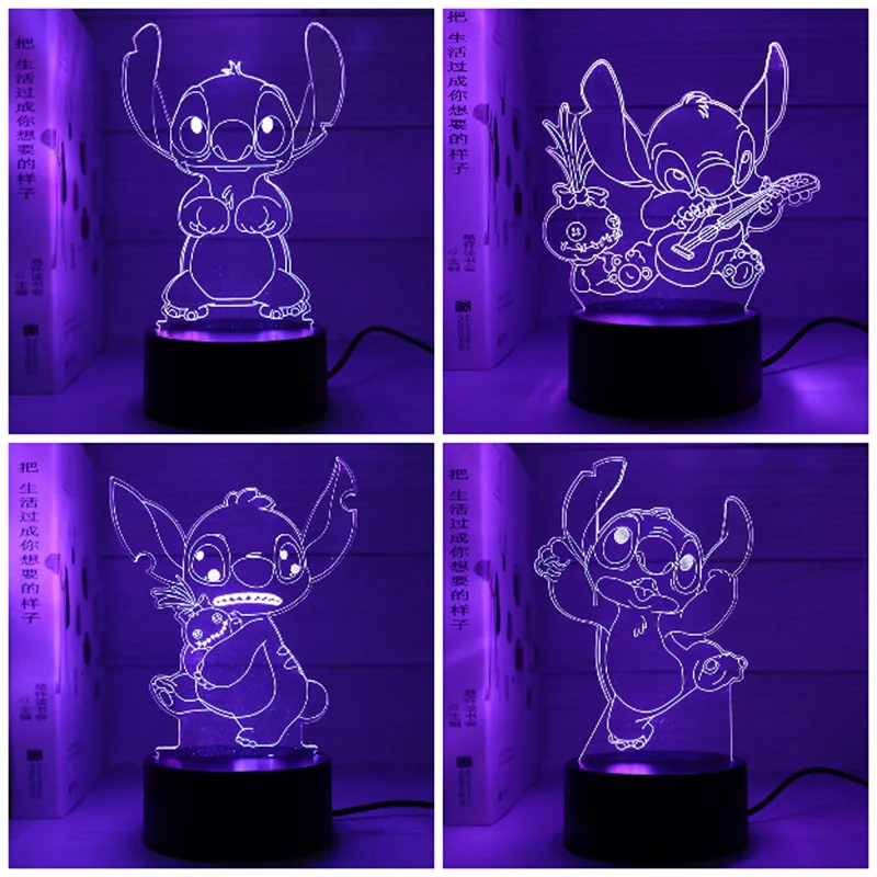 Disney Movie Stitch LED Lamp 3D Anime Night Light Bedroom Decor Kid Lampe Home Decoration Lampara De Noche Dormitorio