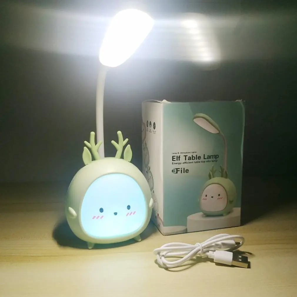 Lampada da tavolo a LED simpatico cartone animato lampada da tavolo pieghevole lampada da lettura per la protezione degli occhi luce notturna ricaricabile USB luce per dormire per bambini