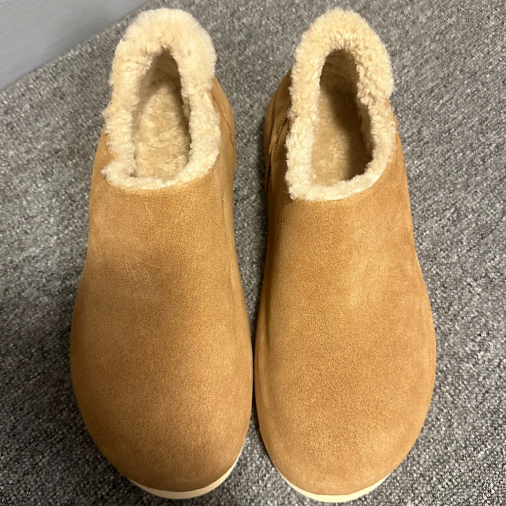 أحذية شتوية من صوف البقر غير اللامع للرجال، مبطنة بالصوف للدفء ومع زيادة الارتفاع المدمج من الأحذية القطنية الشتوية #5