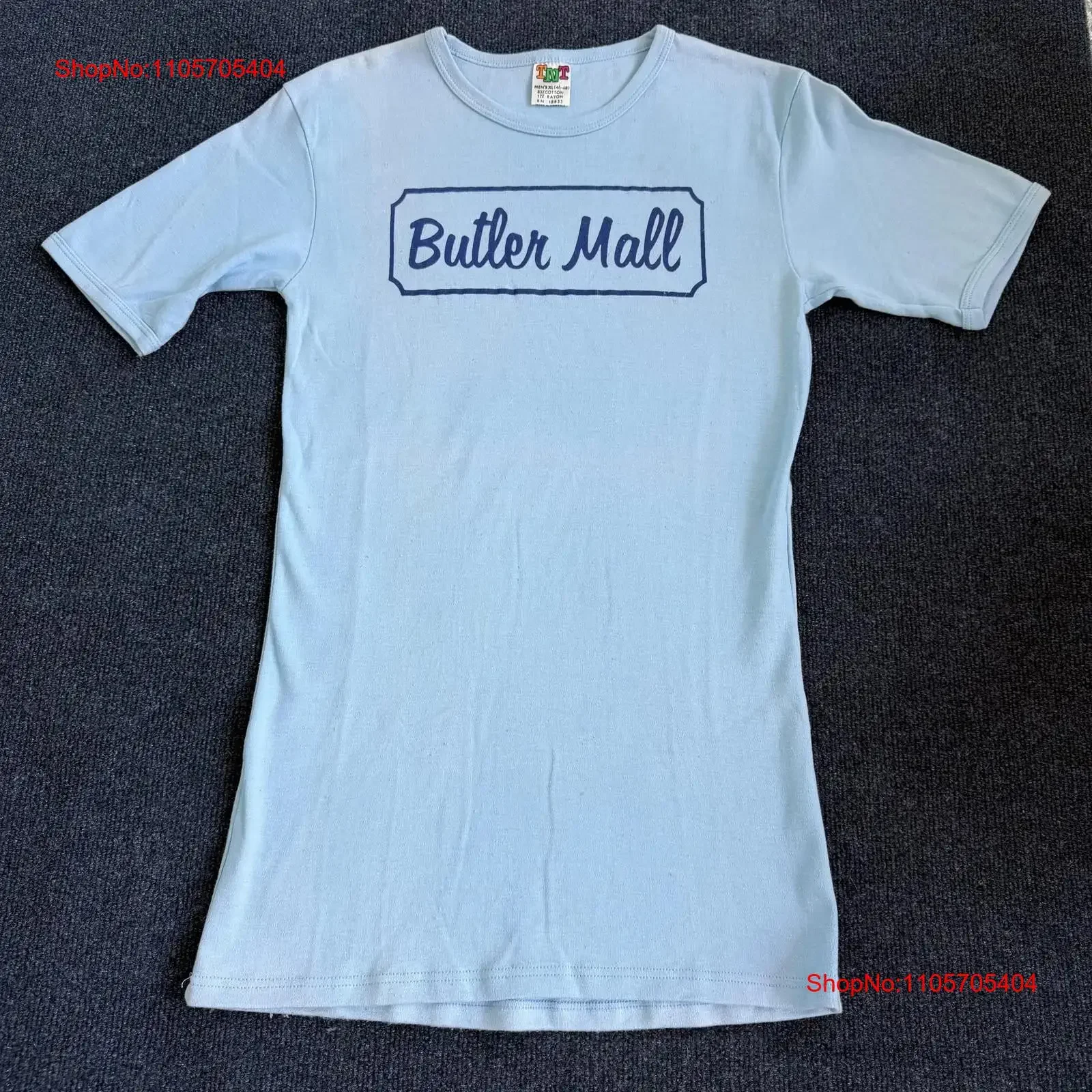 Vintage 70s TNT T Shirt Mens XL Blue Butler Mall Advertising long or short sleeves vintage Washed designer clothes Comfortable