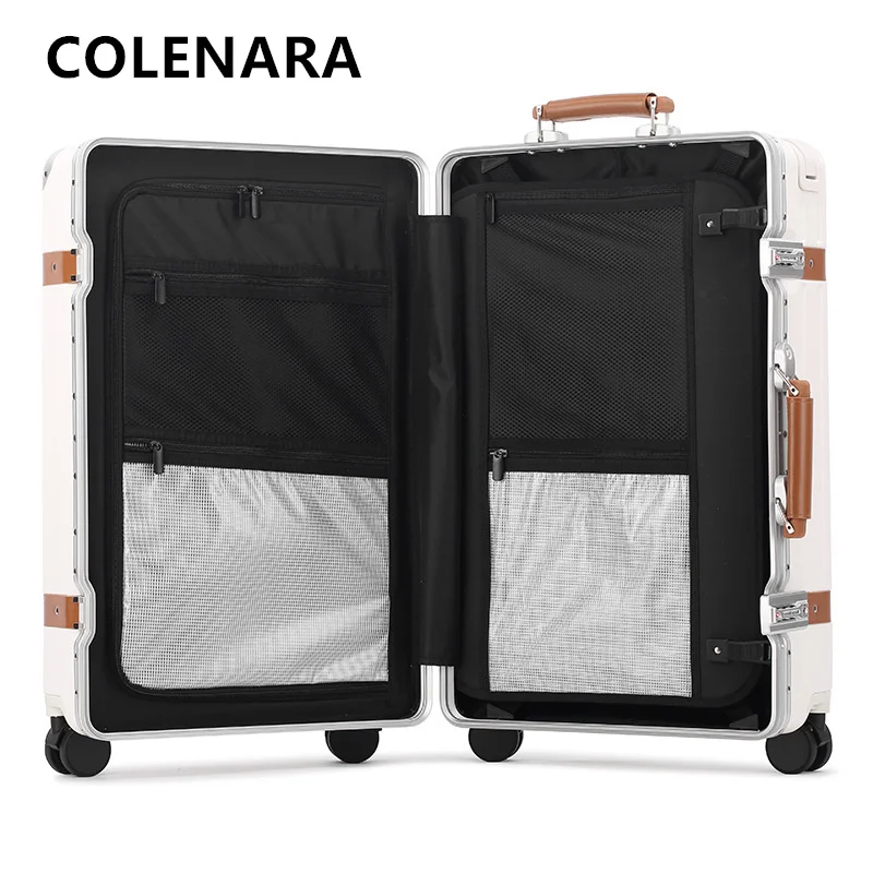 COLENARA جودة عالية 20 "24" 26 بوصة حقيبة الصعود صندوق الألومنيوم الإطار سعة كبيرة حقائب العربة بعجلات حقيبة سفر الأمتعة