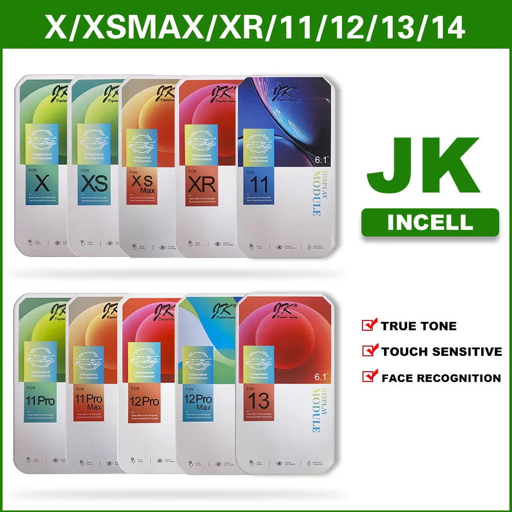 

JK Flexible OLED LCD For iPhone XR XS MAX 11 12 13 14 Pro Max Screen Display With 3D Touch Incell Replacement No Dead Pixel