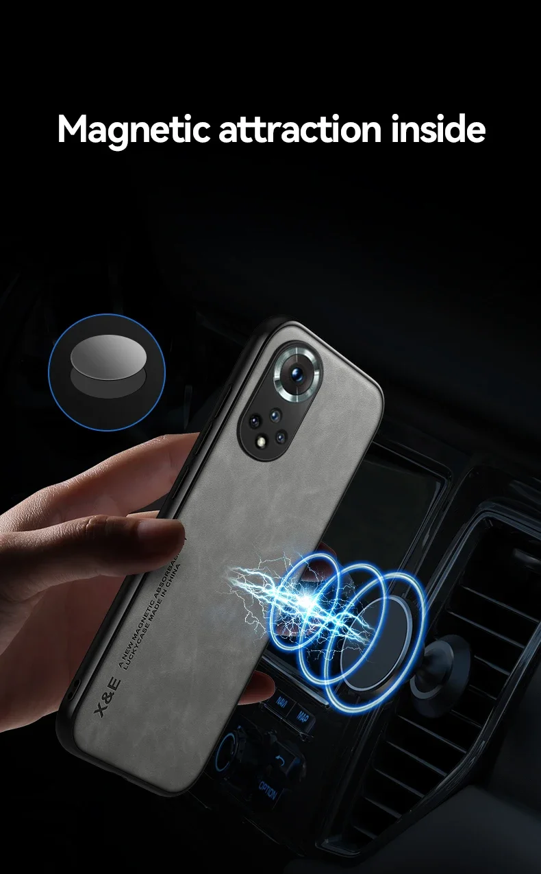 Leather Magnetic Case For Huawei Honor 90 50 20 70 Pro Nova 5T P30 P20 Honor50 Honor20 Full Protective Cover With Metal Plate on