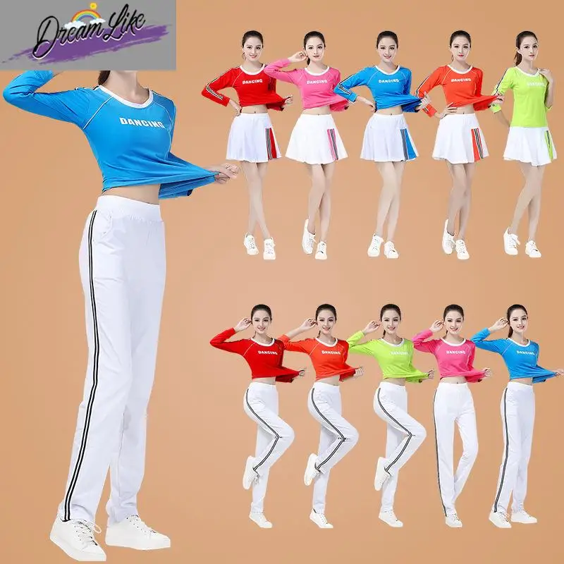 

New Square Dance Fitn Sportswear Women's ort Sve Outfit Cotton Triacetate Fiber Stage Performance Costume