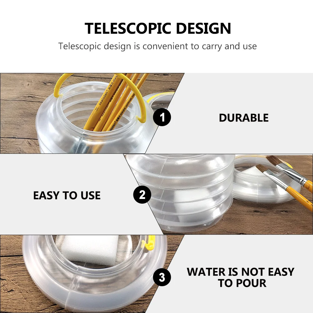 

5 set Transparent Telescopic Wash Pen Bucket For Artists Brush Washing Basin Portable Painting Tool Watercolor Brush Washer