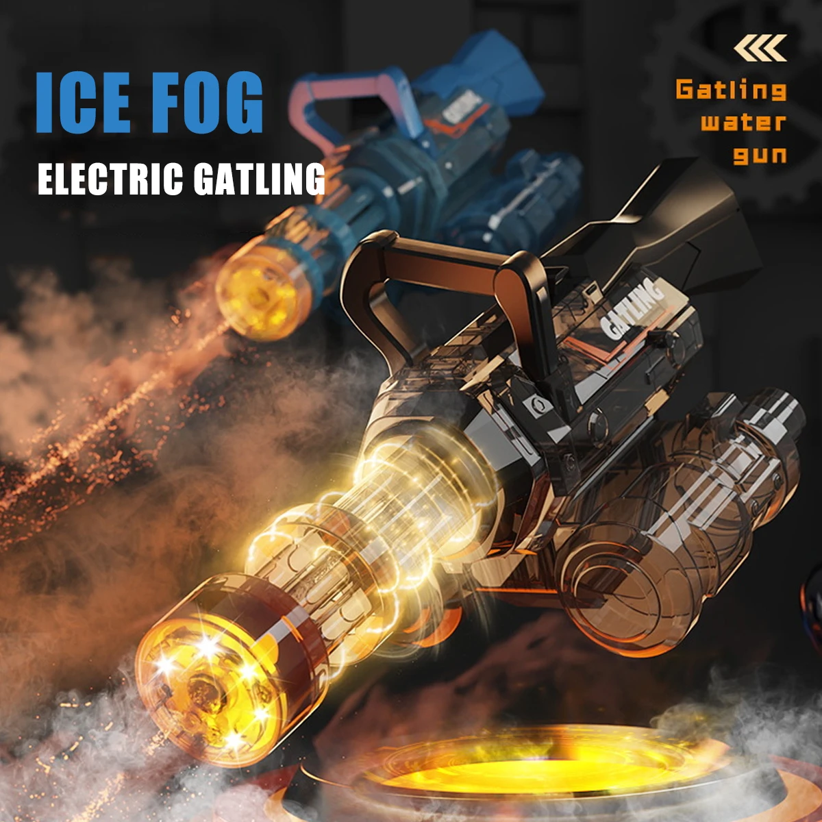 

Gatling Electric Water Gun Rotating Barrel Spray Lighting Continuous Large Capacity Water Cannon Toy for Outdoor Beach Pool Play