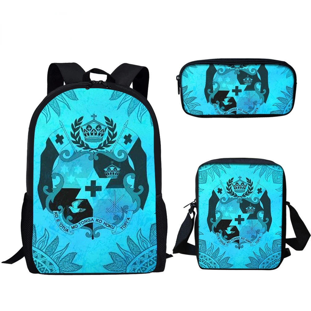 

Harajuku Novelty Blue Tribal 3D Print 3pcs/Set pupil School Bags Laptop Daypack Backpack Inclined shoulder bag Pencil Case