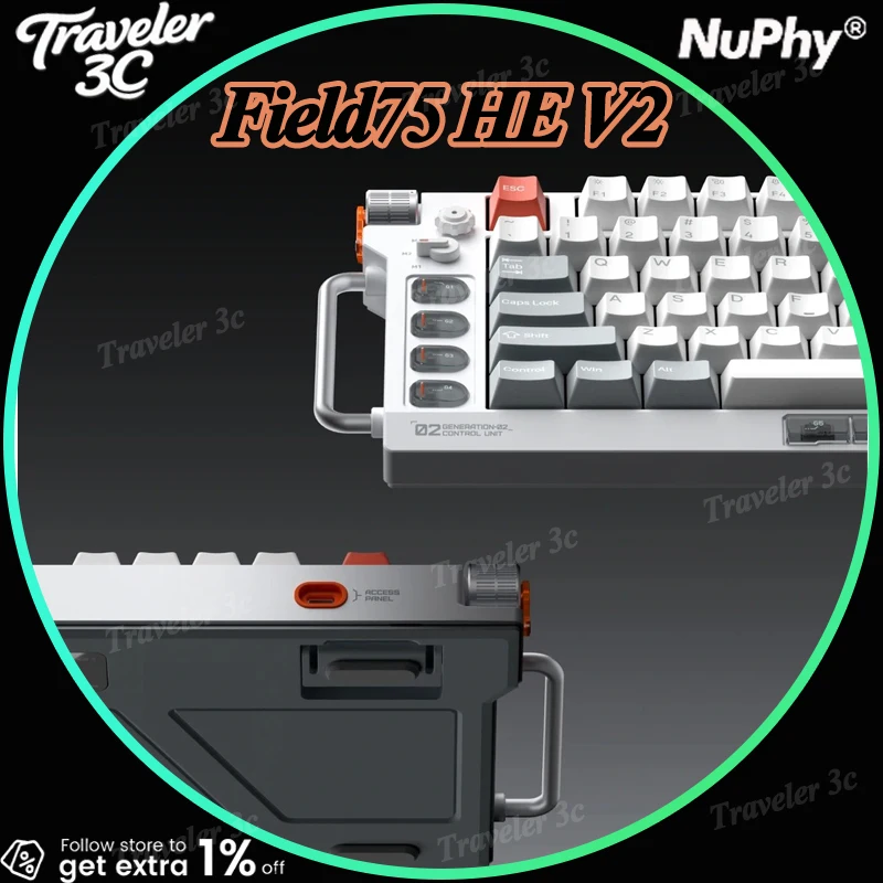 NuPhy Field75 He V2 Magnetic Axis Gaming Keyboard 83 Keys Yulong Axis 0.005Rt 32K Polling Rate Macro E Sports Valorant Gamer