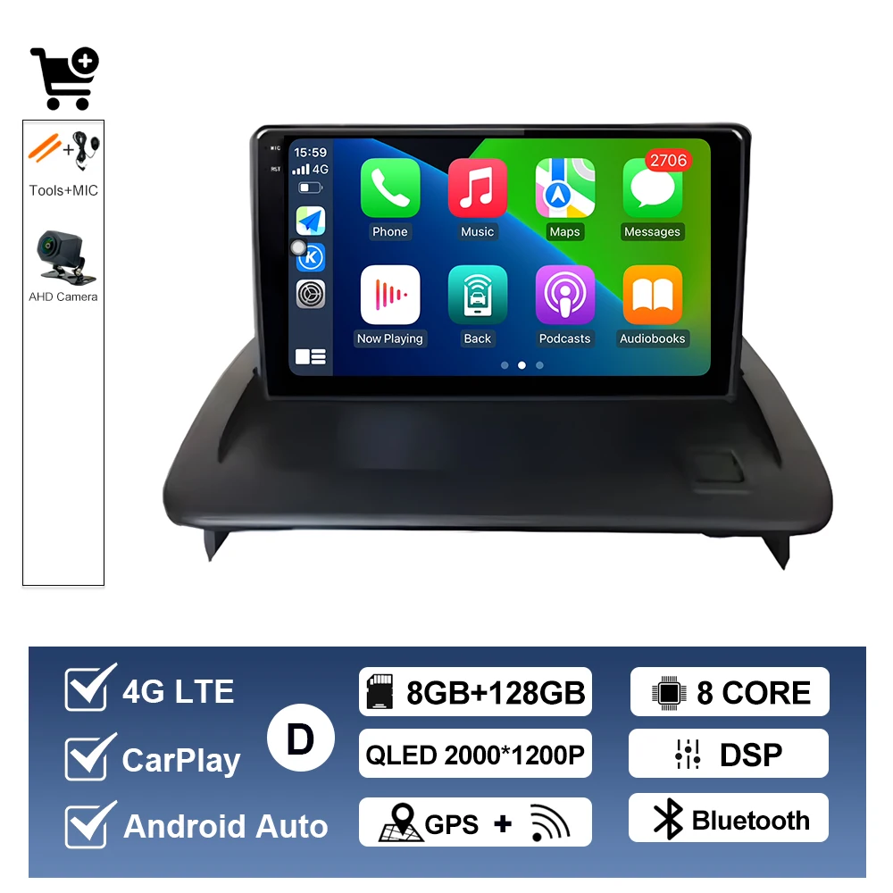 Draadloze CarPlay Voor Volvo C30 S40 V50 C70 2004-2012 Autoradio Multimedia Display Touchscreen Android auto Head Unit navigatie