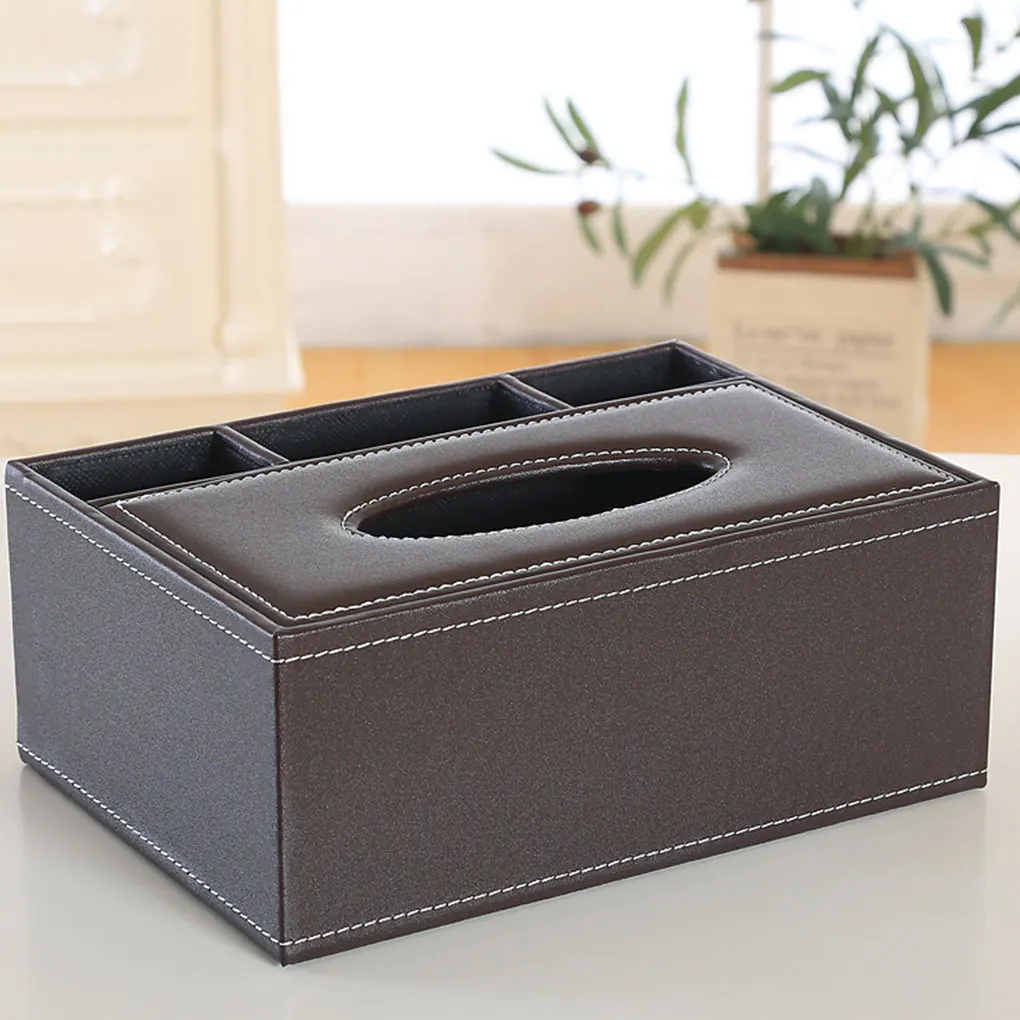 Durable PU For Long-lasting Multifunctional Desktop Organiser With Storage Solutions Tissues Box