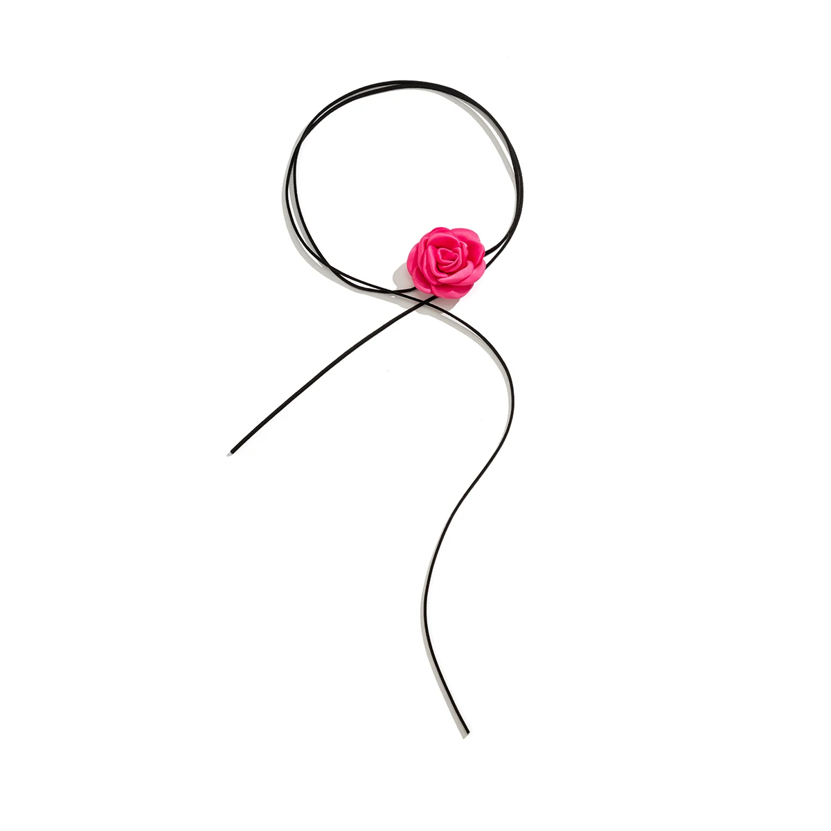 Romantic Big Rose Flower Necklace for Women Ladies Korean Fashion Long Lace Up Rope Chain Choker Y2K Accessories on Neck Jewelry image 5
