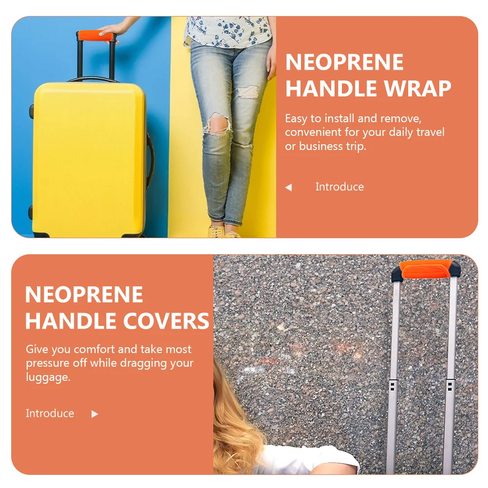 

2pcs Neoprene Luggage Handle Wraps Grip Cover For Suitcase Travel Bag Comfortable Handle Sleeves Protective Traveling Case