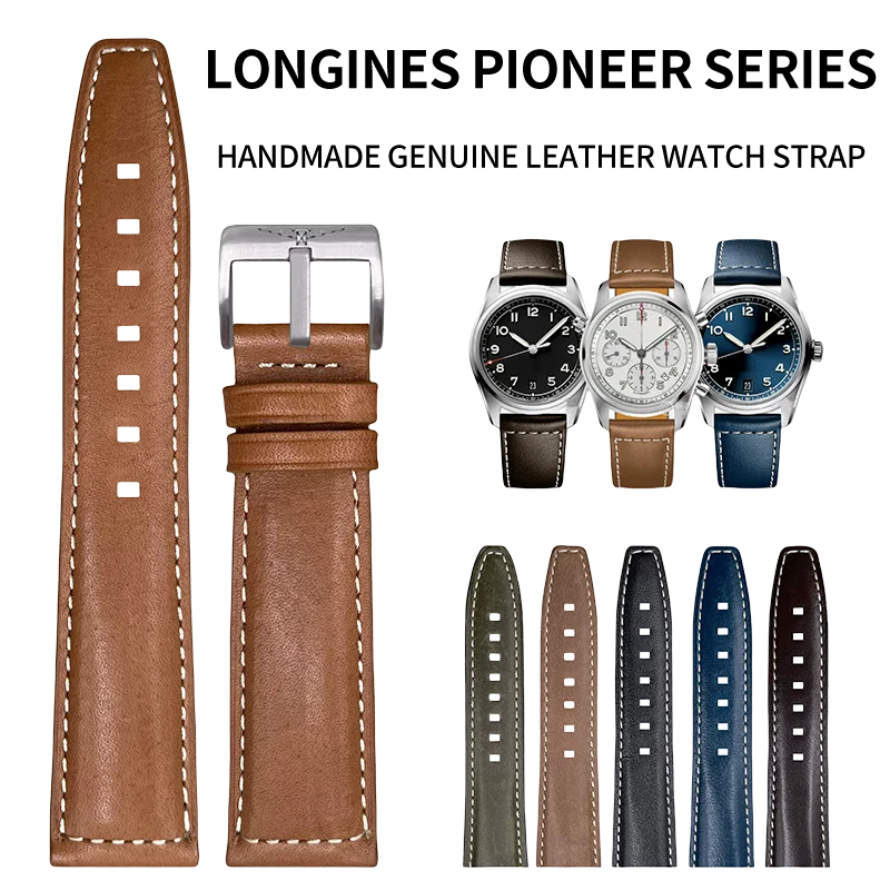 

FOR LONGINES HERITAGE NAVIGATOR SERIES. HANDMADE REAL LEATHER WATCH STRAP
