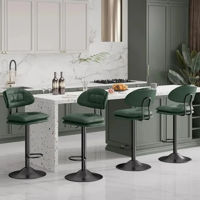 Set of 4 Modern Adjustable Swivel Counter Height Bar Stools for Kitchen Island, Double-Layer Upholstered Bar Chairs