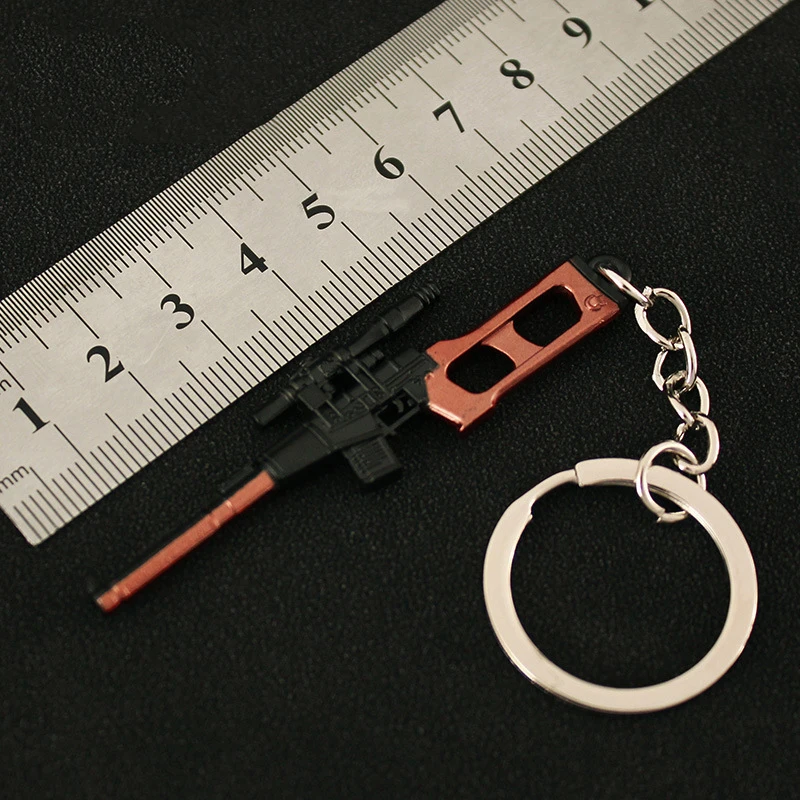 7CM Mini Gun Model Keychain VSS Model Jewelry Weapon Metal Pendant Key Chain Chaveiro Bag Car Key Holders Gift For Kids Men