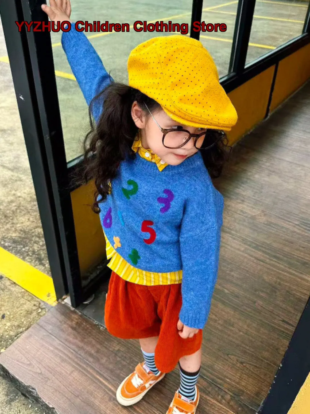 Girls Sweater 2026 Autumn Pure Cotton Blue Knit Top Toddler Super Cute Trendy Kids