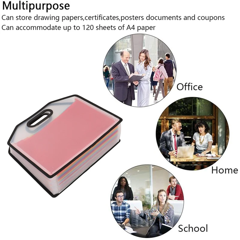 Expanding File Folder Document With Handle, A4 Letter Size File For Business,School