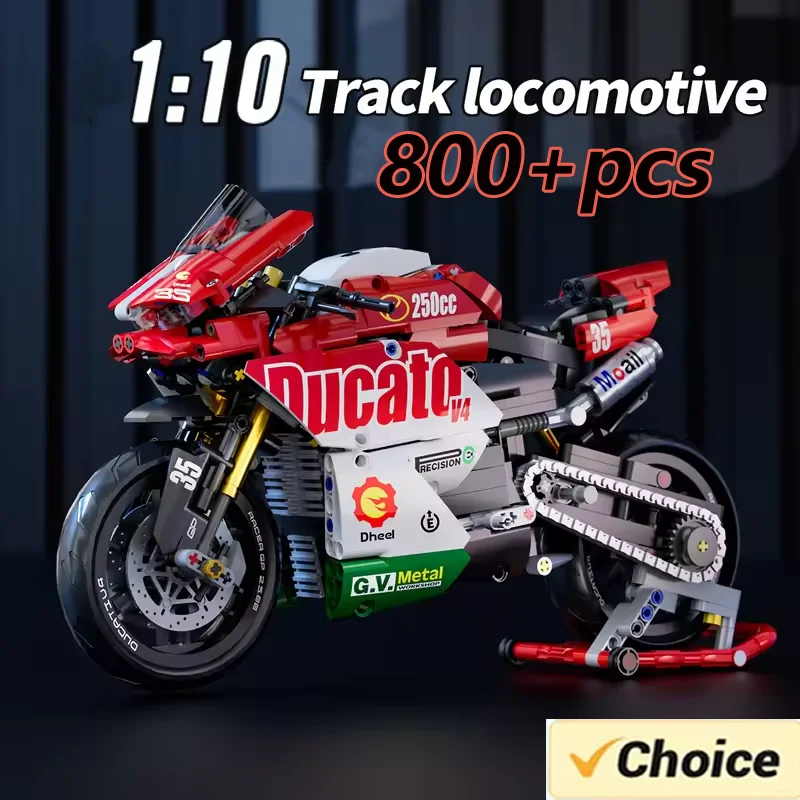 Red Motorcycle Technic Series Building Blocks Set Super Motorbike Model Kit Racing Assembled Toy Christmas Small Gifts To Guests