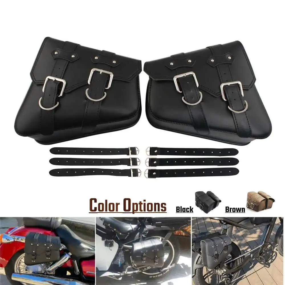 Motorcycle Saddlebag Leather Waterproof Luggage Bag Black For Harley Sportster XL883 1200 Saddle bag Storage Tool Bag Saddlebag