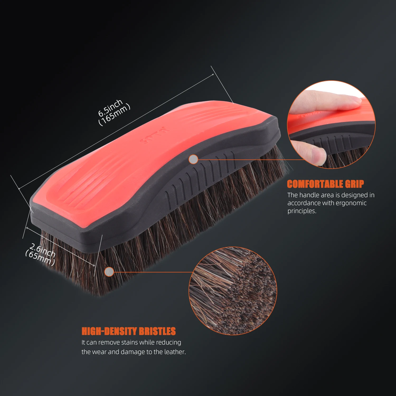 SPTA Leather Cleaner Fine Long Bristle Horse Hair Brush for Car Detailing Interior Furniture Sneakers Cleaning