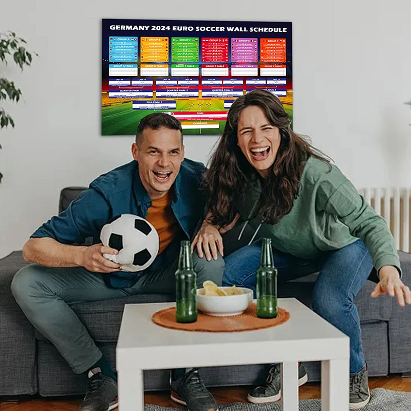 2024 Soccer Wall Schedule ASM Match Chart Poster per Bar Home Party Decor European Cup Schedule Painting cancellabile