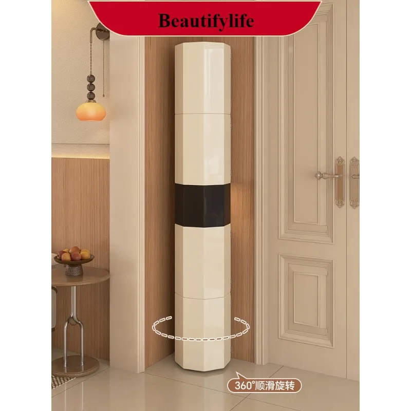 

G153 Light luxury rotating corner steel shoe cabinet anti-dumping narrow slot large capacity storage door shoe rack