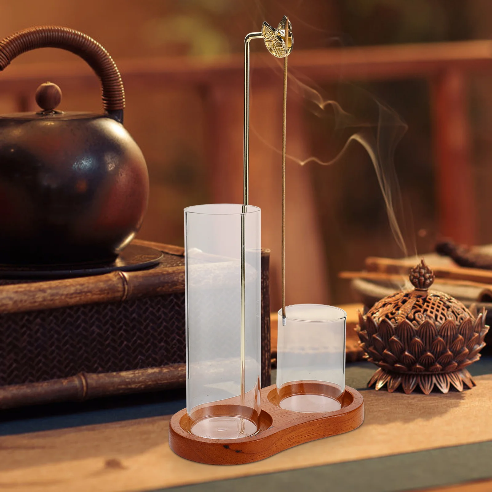 

Elegant Embossed Hanging Incense Burner Glass Tube Smoke Isolation Stable Aromatherapy Holder for Home Yoga Spa Relaxation