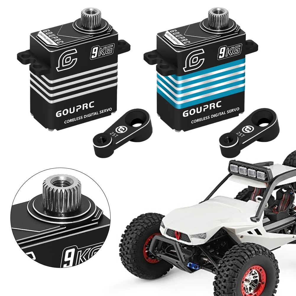 

9KG Waterproof Metal Gear Servos with 25T RC Horn All Metal Coreless Digital Servos for 1/18 TRX-4 TRX-6 SCX10 III Upgrade Parts