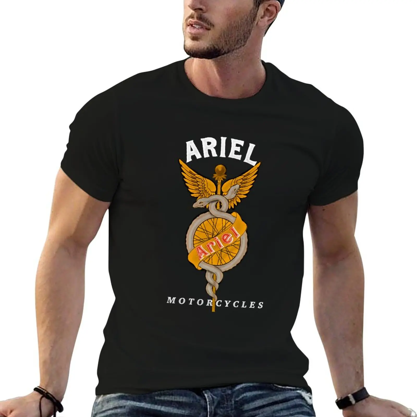 T-shirt classique Old-Ariel-Motorcycles-Logo-par-MotorManiac, T-shirt de sport léger pour la course à pied