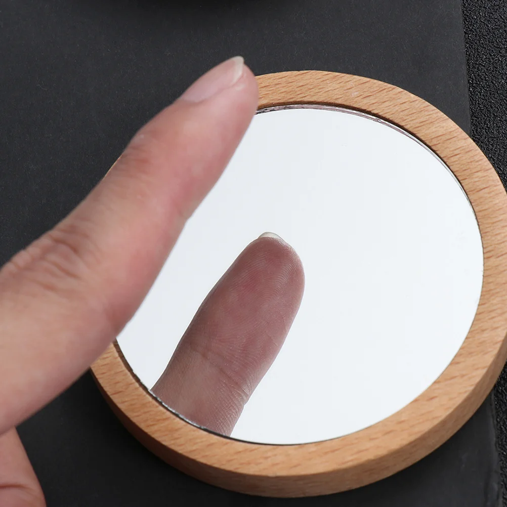 3Pcs 7.5cm Mini Portable Makeup Mirror Wooden Glass Combination Durable Lightweight Mirror Perfect Gift Female Friends
