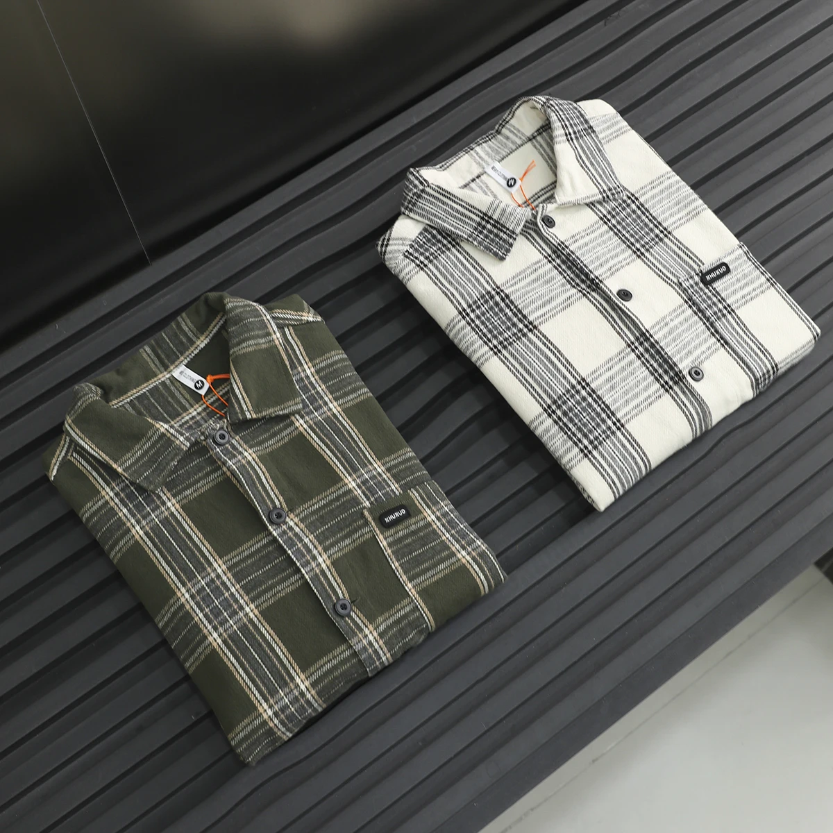 

Retro Japanese Sle! Heavyweight Brued Pure Cotton! Autumn New Men's Faion Plaid irt Long Sve Outerwear