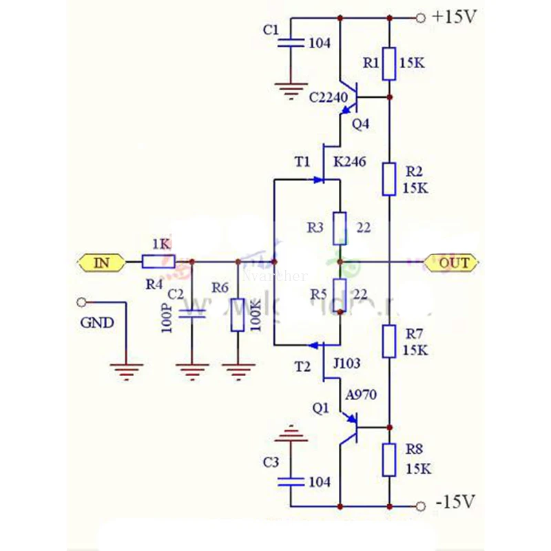 Nvarcher JFET input Cascoded Buffer Preamp Board Stereo Preamplifier use of 2SK246/2SJ103, C2240/A970 FOR CD player