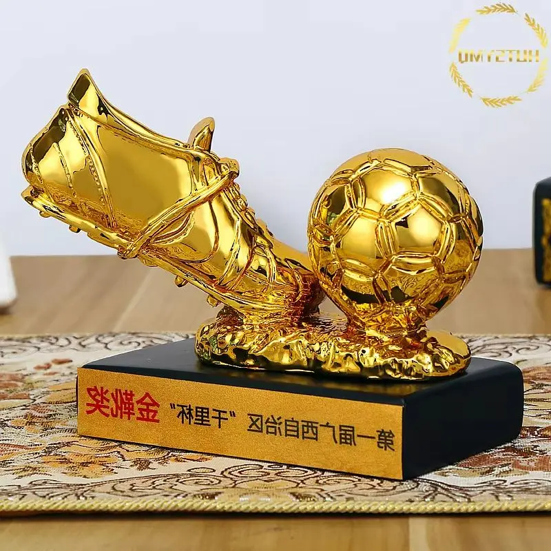 Resin Football Trophy Decoration New Striker Award Golden Shoe Trophy Football Championship Trophy Customization, Fans Souvenir