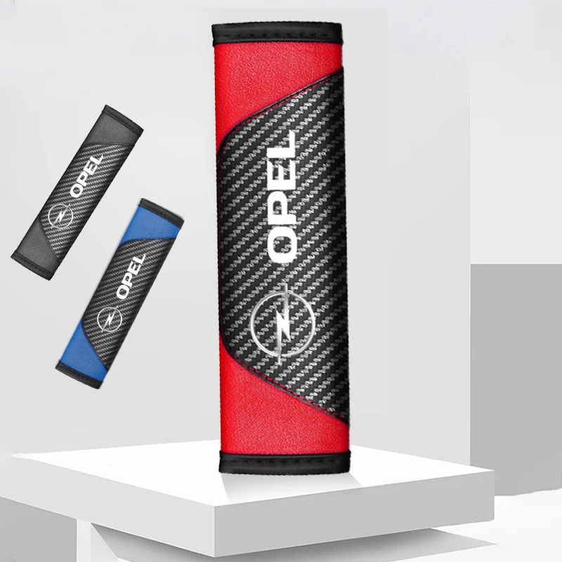 

2pieces of genuine leather carbon fiber car seat belts and car accessoriesFor Opel Insignia Astra Antara Meriva Zafira H G Corsa