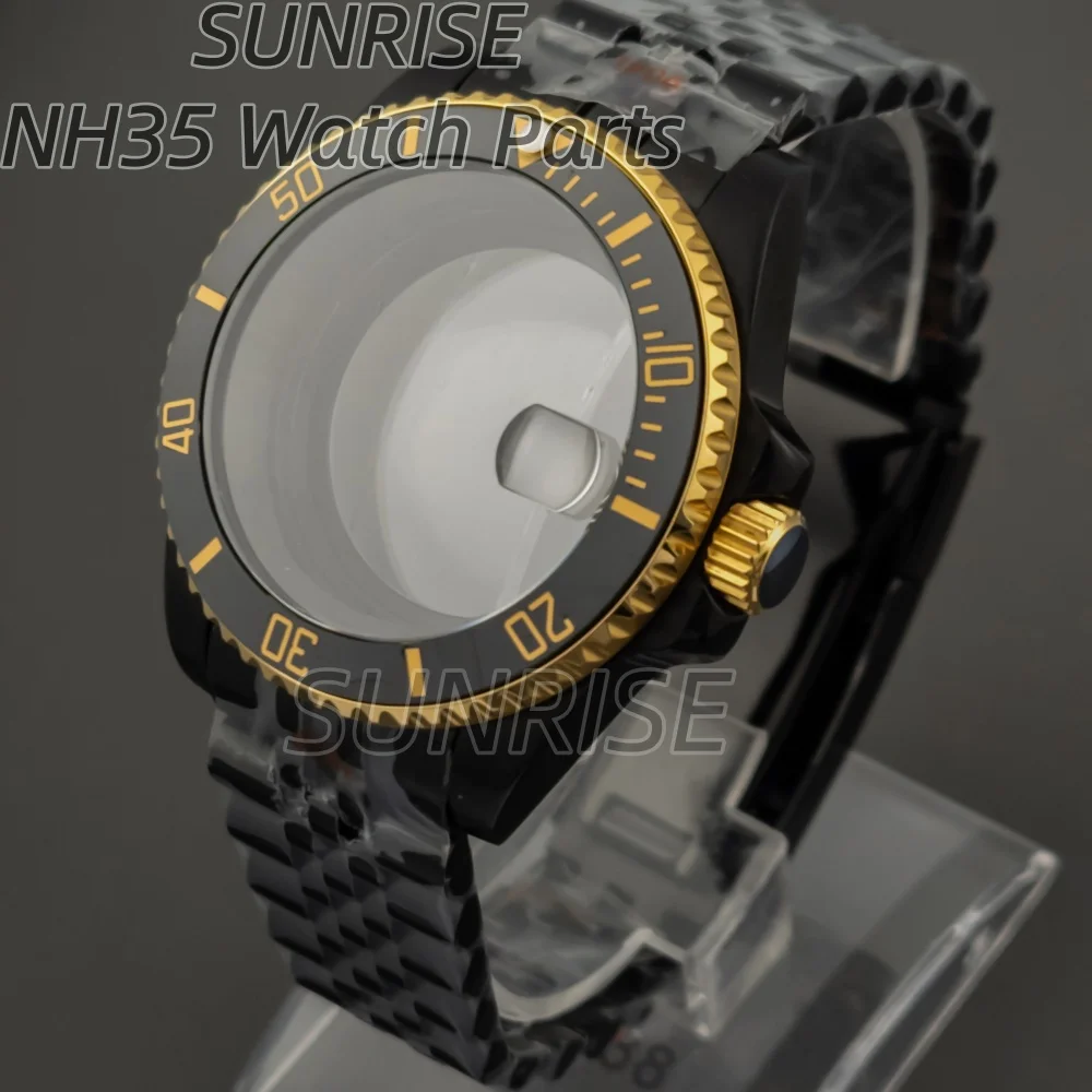 

Dive Black PVD 40mm Men NH35 Case Jubilee Strap Sapphire for NH34 NH35 NH36 movement 28.5mm Dial Submariner Yacht Watch Case