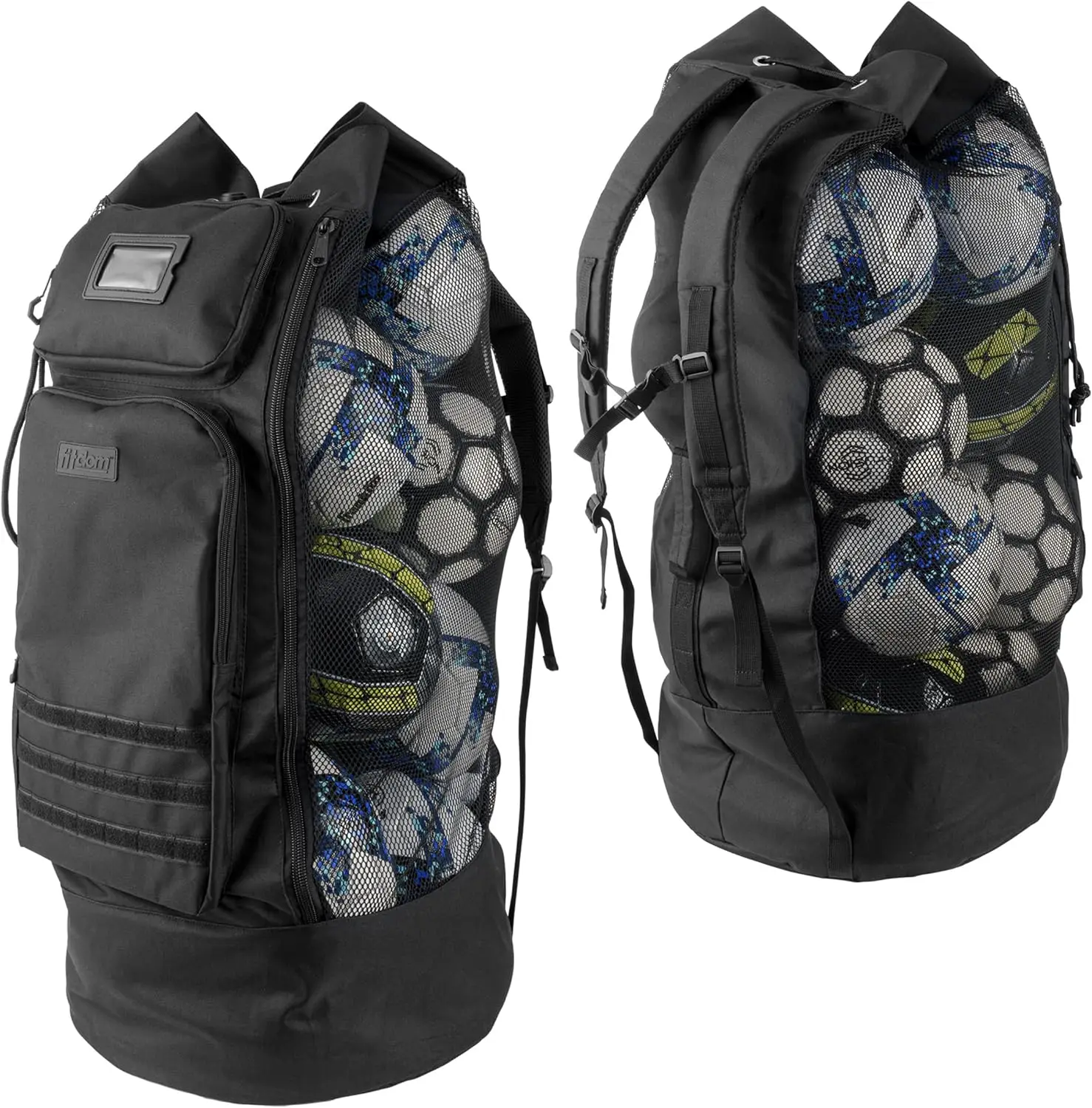 

Extra Large Mesh Sports Equipment Bag with Adjustable Backpack Straps and Multiple Pockets for Coaches