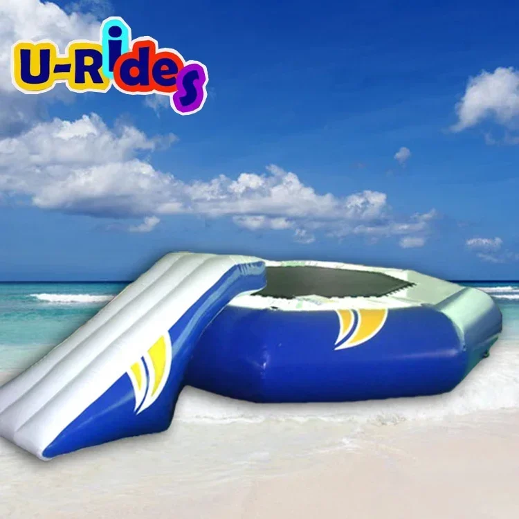 15ft PVC Custom Aquatic Water Floating Blow Up Trampoline Combo with Slide Inflatable Beach Water Trampoline for Resort Place