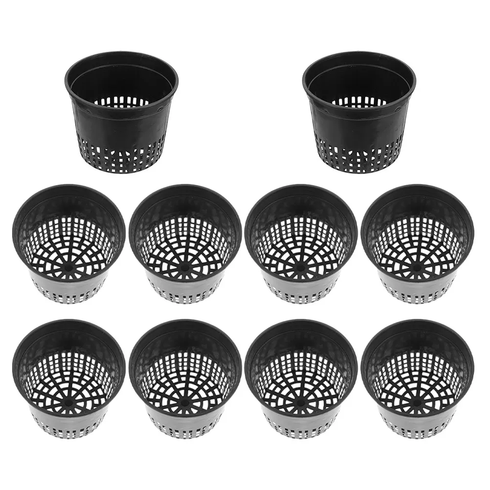 10Pcs Aquatic Net Cups Hydroponic Planting Baskets Slotted Mesh Pots for Water Grass Balcony Gardening Drainage Aeration Grow