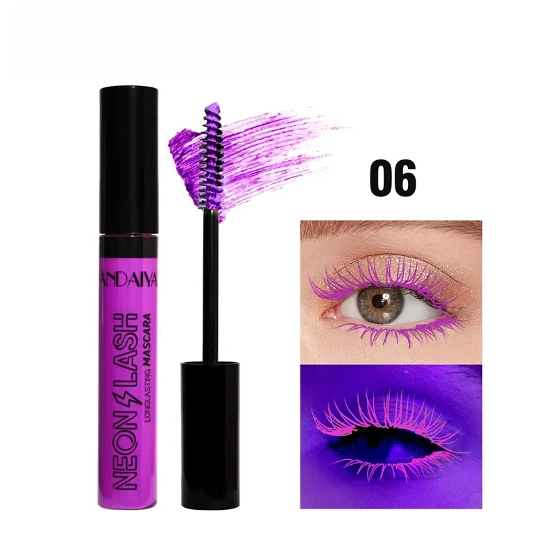 

Fluorescence Mascara Waterproof No Blooming Fast Dry Colorful Neon Eyelashes Curling Yellow Blue Lengthens Eye Lashes Cosmetics