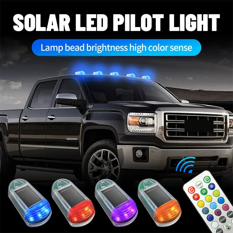 1PC Solar roof mouse light 3LED car roof light truck pickup truck roof modification warning light yellow high light