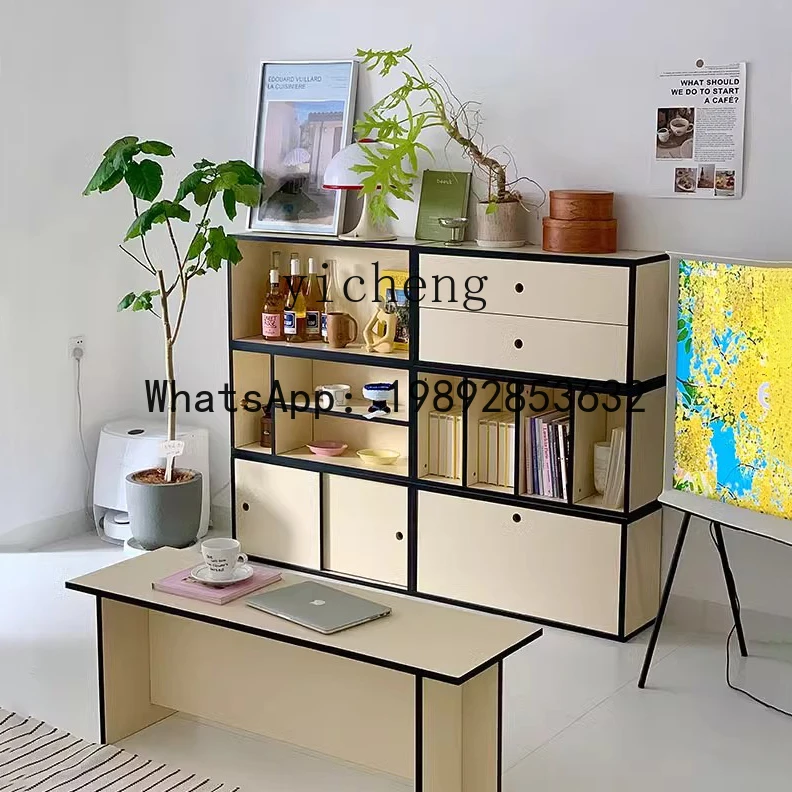 Mid-Ancient Cream Style Module Assembled Cabinet Free Combined TV Cabinet Creative Storage Bookcase Floor Storage Cabinet