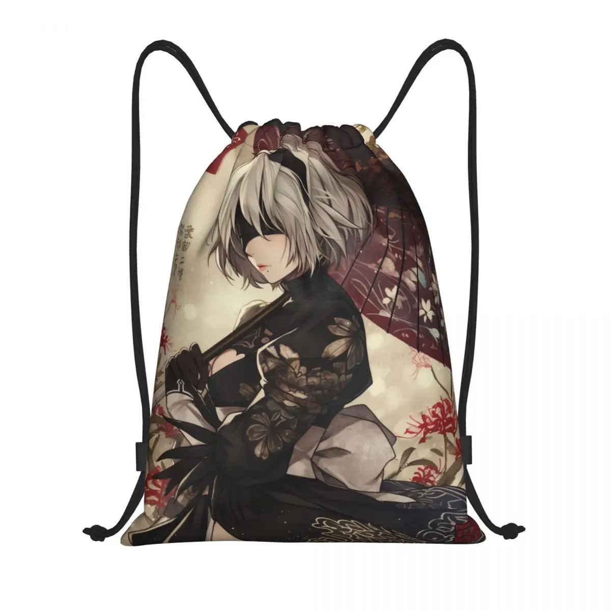 Custom Nier Automata Anime Hentai Girl Sexy Yorha 2b Drawstring Backpack Bags Lightweight Gym Sports Sackpack Sacks for Shopping