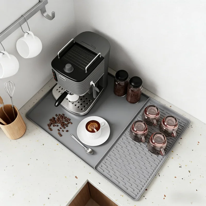 Multifunktionale Silikon-Untersetzer für Küche und Haushalt: Rutschfeste, Hitzebeständige Matte, Kaffeetassen-Abtropfmatte, Tischschutz